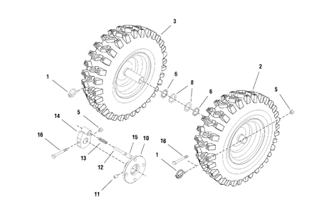 Wheels And Tires Group Diagram and Parts List for 1695070-966D 2006 Briggs and Stratton Snow Blower